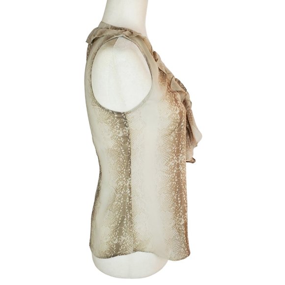 NWOT Petite Banana Republic Factory Sheer Snakeskin Ruffle Front Blouse XS - Picture 3 of 12